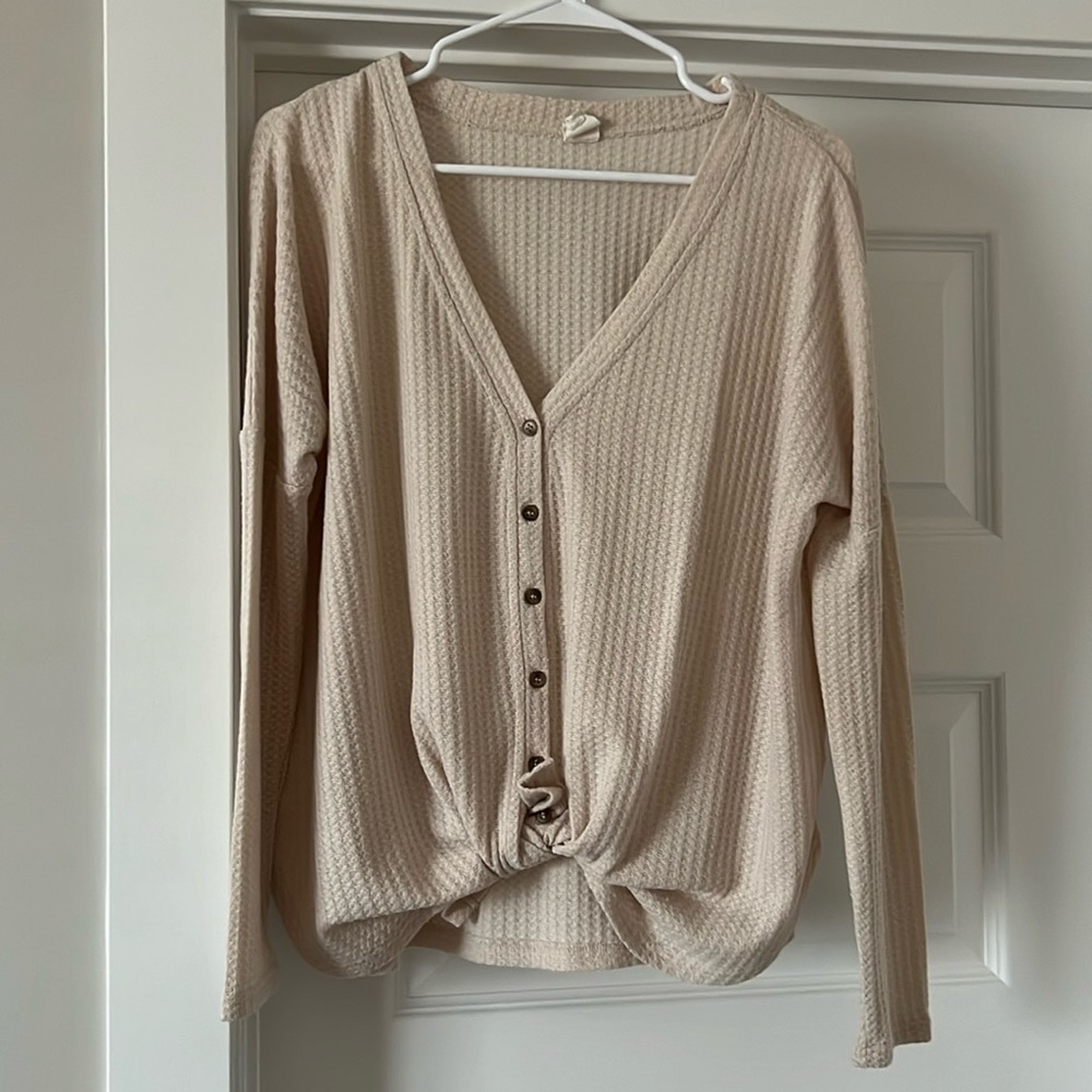 Flawless | button down, long sleeve, waffle knit shirt
